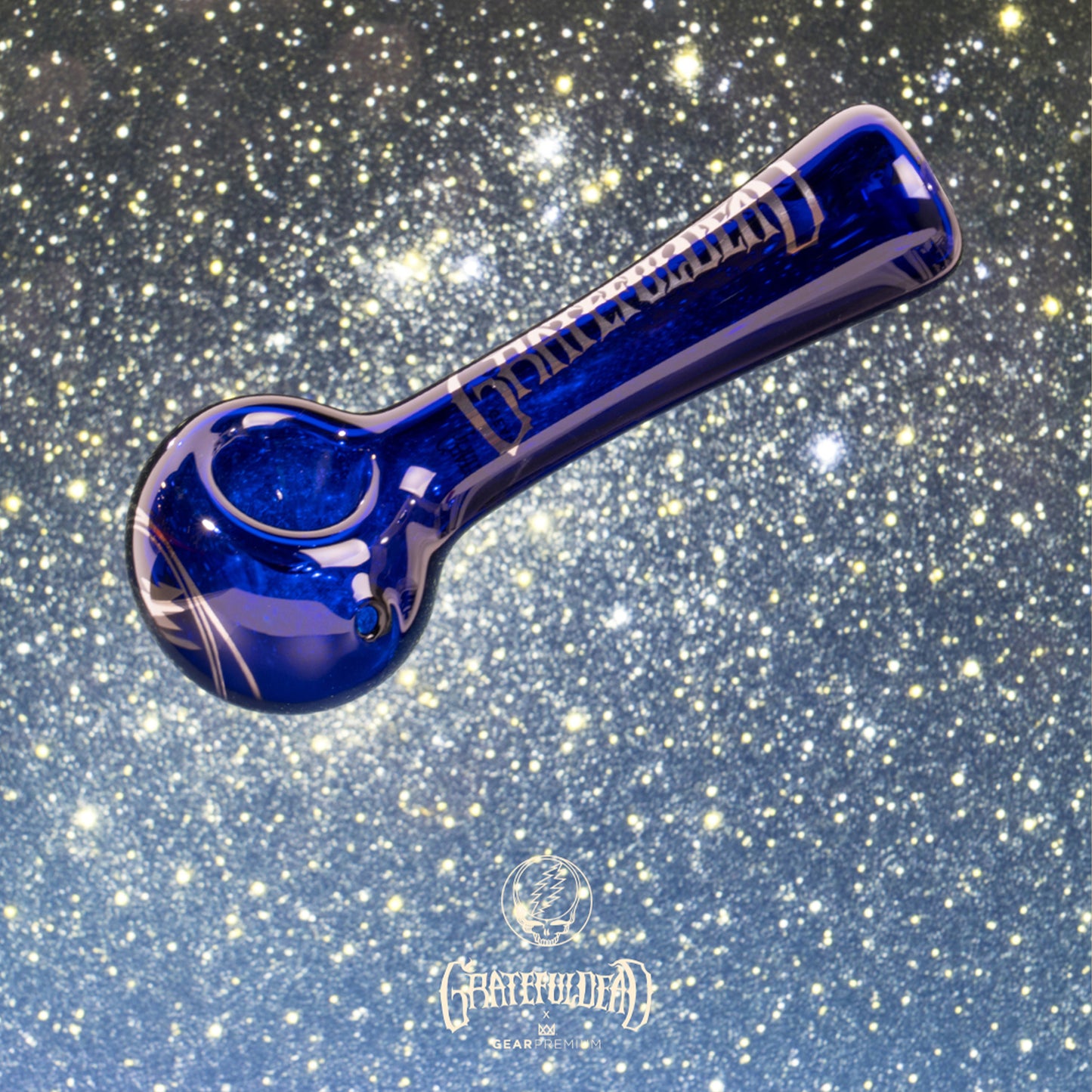 4.5" Blue & Silver Steal Your Face Spoon Hand Pipe