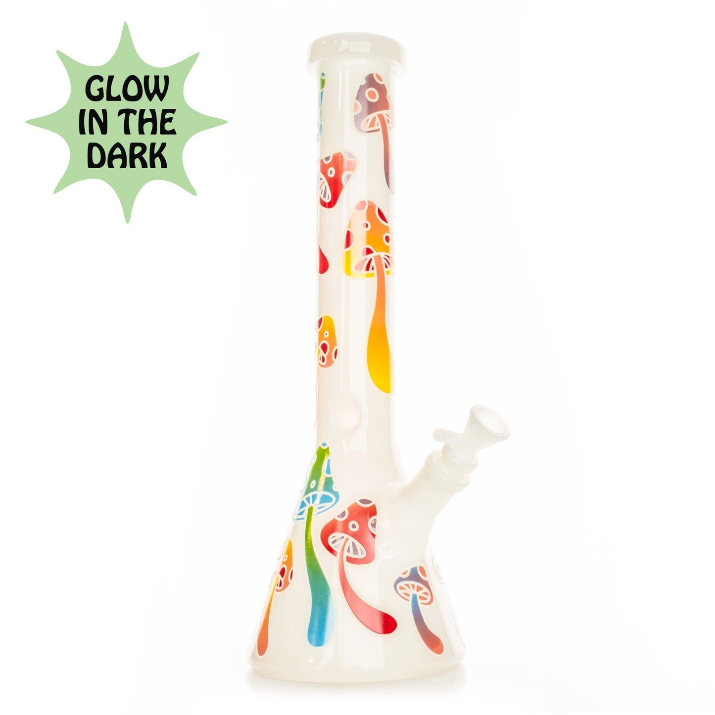 15" Glow-in-the-Dark Mushroom Magic Beaker Base Water Pipe