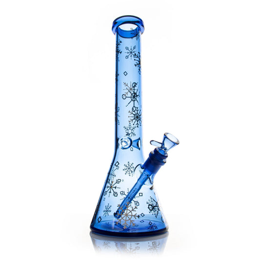 15" Sapphire Blue Winter Wonderland Beaker Base Water Pipe