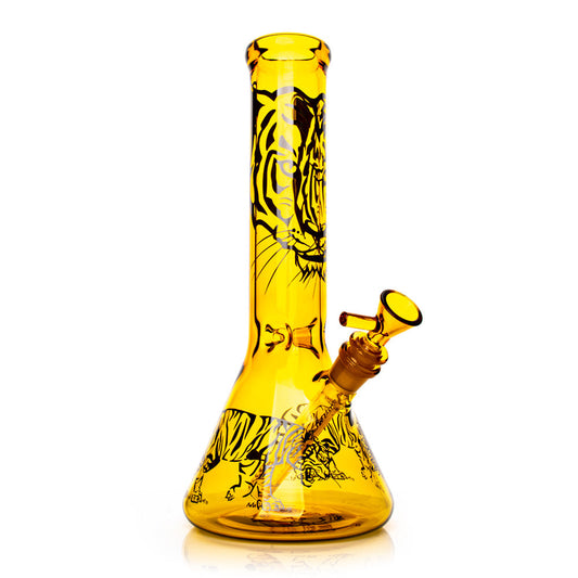 12" Honey Gold Tiger Beaker Base Water Pipe