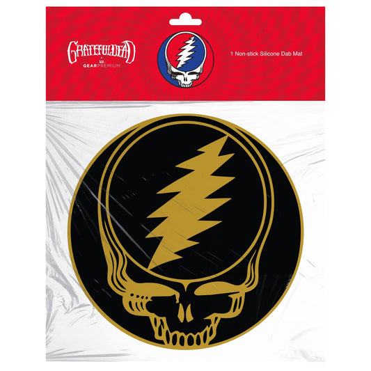 7.8” Black & Gold Steal Your Face Dab Mat