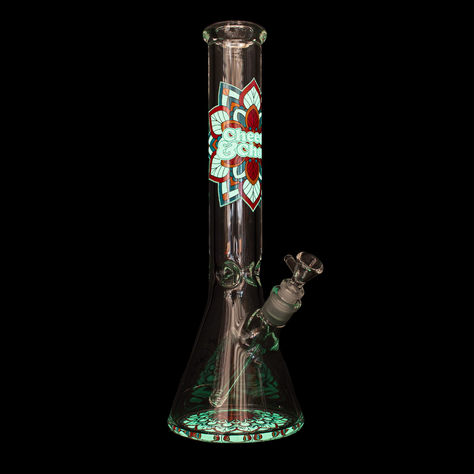 15" 7mm Thick Mandala Glow-in-the-Dark Water Pipe