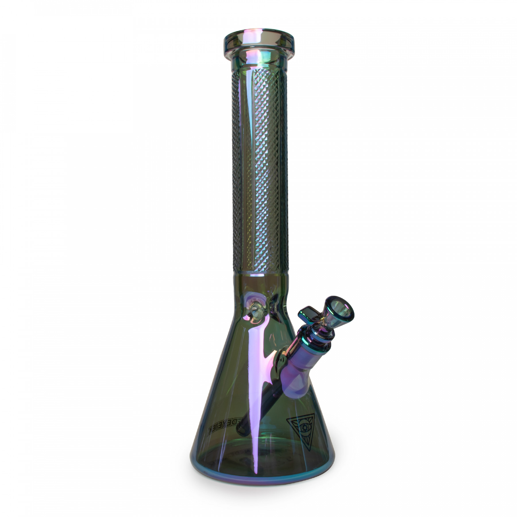 15" 7mm Thick Metallic Terminator Finish Traditions Series Beaker Tube W/Facetted Quarter Pattern Details