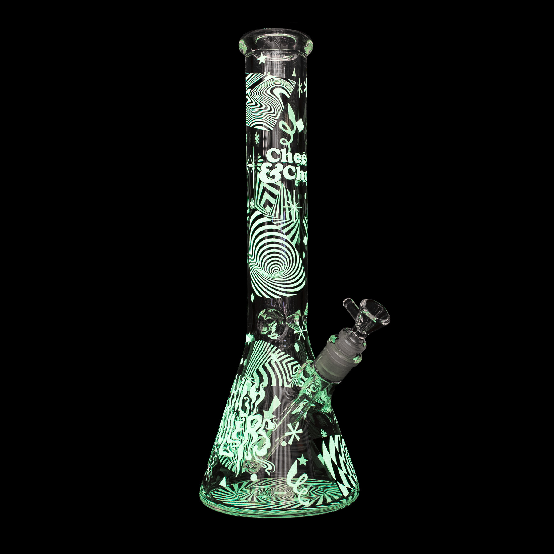 15" 7mm Thick Optical Illusion Glow-in-the-Dark Water Pipe