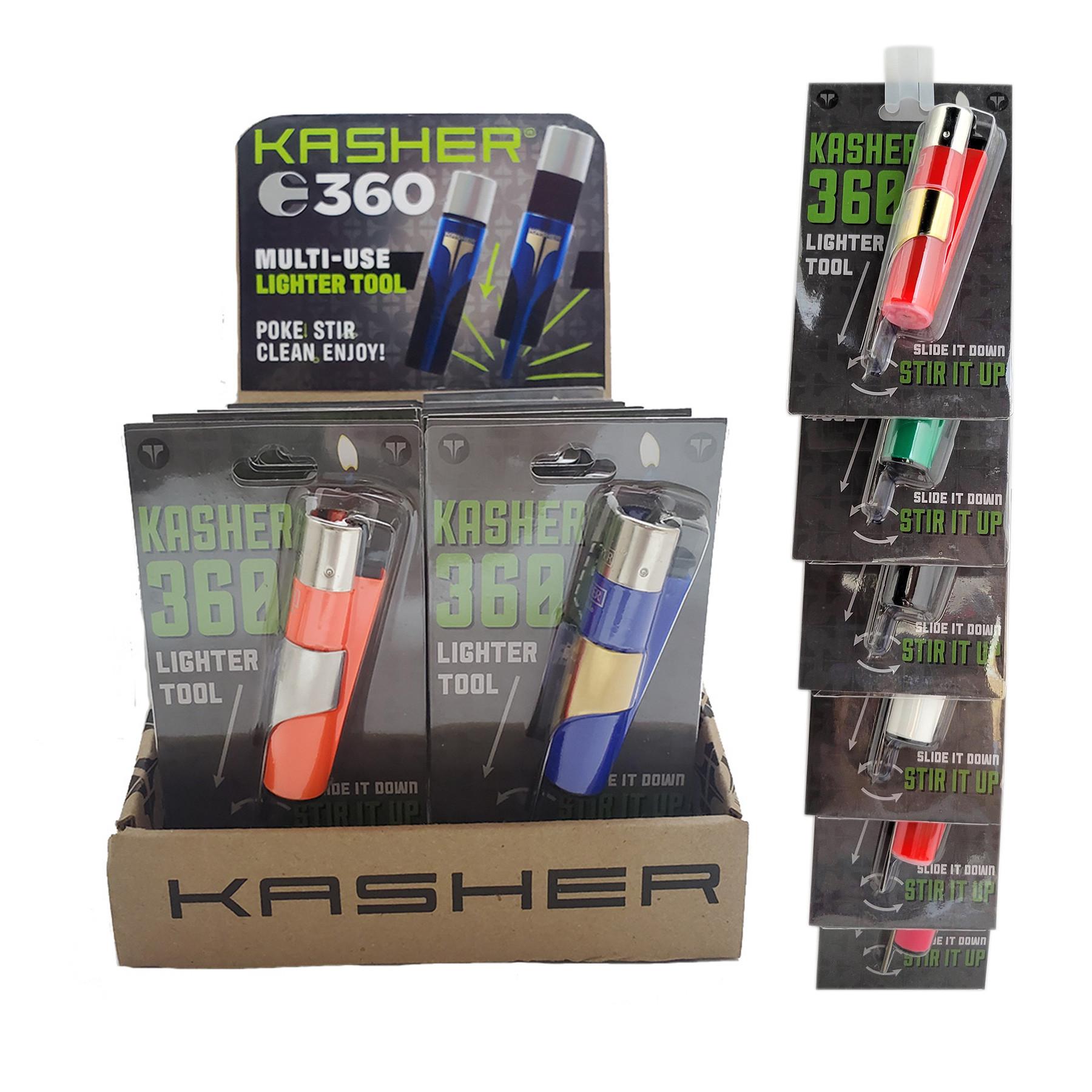 Kasher 360 W/Lighter (Display of 12 + Clip Strip of 6)